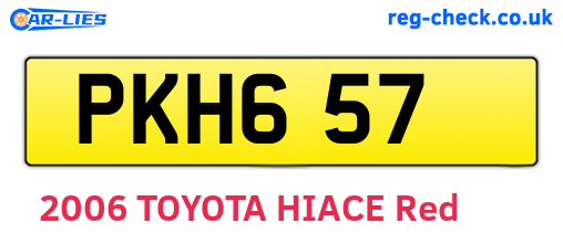 PKH657 are the vehicle registration plates.