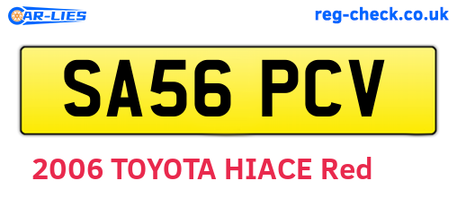 SA56PCV are the vehicle registration plates.