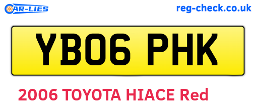 YB06PHK are the vehicle registration plates.