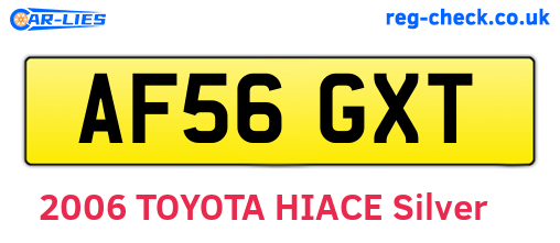 AF56GXT are the vehicle registration plates.