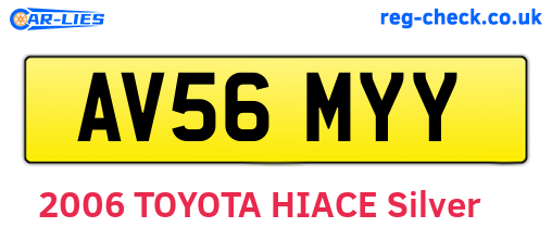 AV56MYY are the vehicle registration plates.