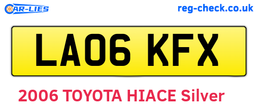 LA06KFX are the vehicle registration plates.