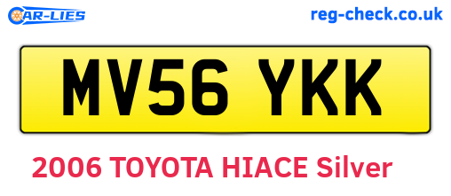 MV56YKK are the vehicle registration plates.