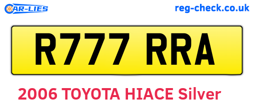 R777RRA are the vehicle registration plates.