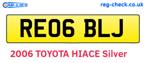 RE06BLJ are the vehicle registration plates.