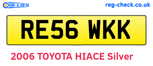 RE56WKK are the vehicle registration plates.