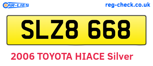 SLZ8668 are the vehicle registration plates.
