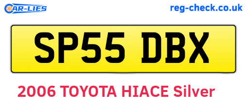 SP55DBX are the vehicle registration plates.