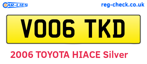 VO06TKD are the vehicle registration plates.
