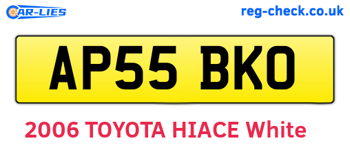 AP55BKO are the vehicle registration plates.