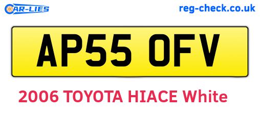 AP55OFV are the vehicle registration plates.