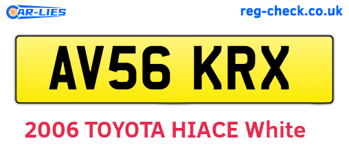 AV56KRX are the vehicle registration plates.