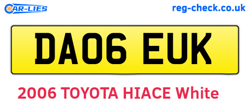 DA06EUK are the vehicle registration plates.