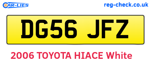 DG56JFZ are the vehicle registration plates.