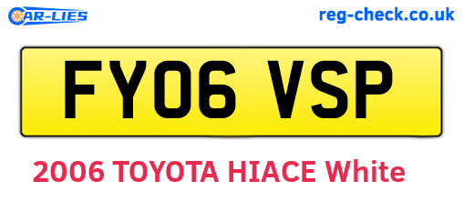 FY06VSP are the vehicle registration plates.