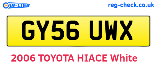 GY56UWX are the vehicle registration plates.