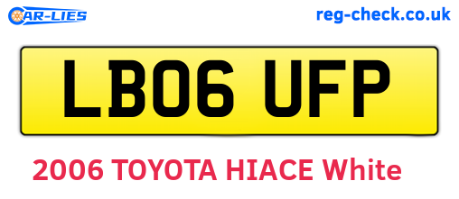 LB06UFP are the vehicle registration plates.