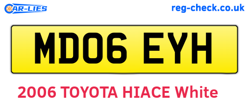 MD06EYH are the vehicle registration plates.