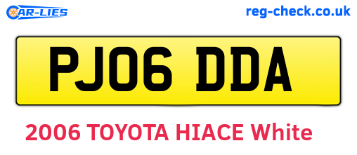 PJ06DDA are the vehicle registration plates.