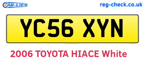 YC56XYN are the vehicle registration plates.