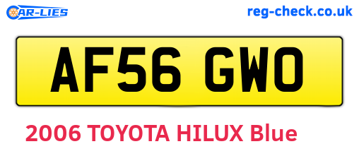 AF56GWO are the vehicle registration plates.