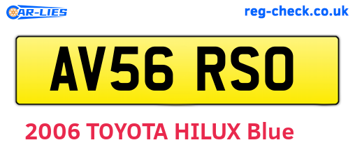 AV56RSO are the vehicle registration plates.