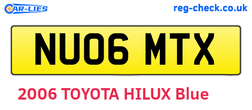 NU06MTX are the vehicle registration plates.