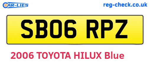 SB06RPZ are the vehicle registration plates.