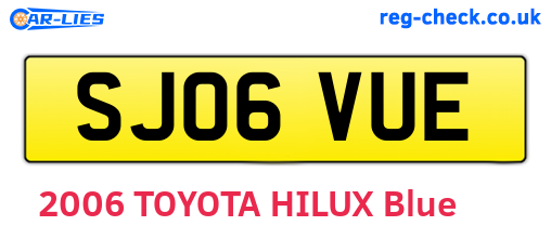 SJ06VUE are the vehicle registration plates.