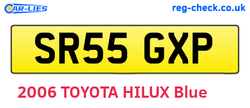 SR55GXP are the vehicle registration plates.