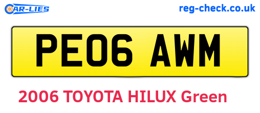 PE06AWM are the vehicle registration plates.
