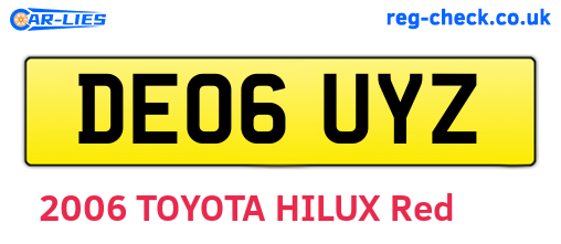 DE06UYZ are the vehicle registration plates.