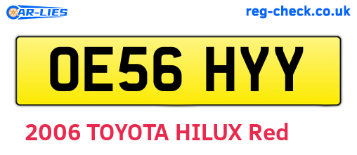 OE56HYY are the vehicle registration plates.