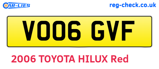 VO06GVF are the vehicle registration plates.