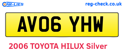 AV06YHW are the vehicle registration plates.
