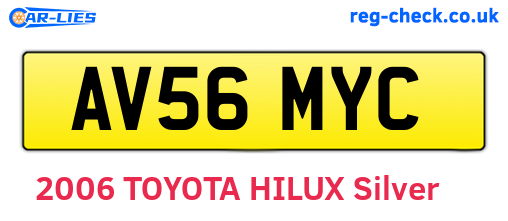 AV56MYC are the vehicle registration plates.