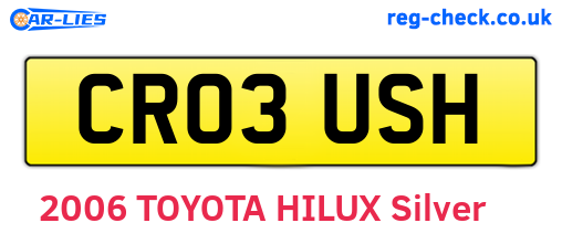 CR03USH are the vehicle registration plates.