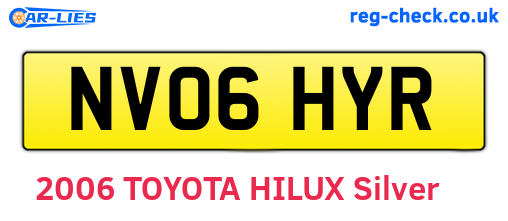 NV06HYR are the vehicle registration plates.