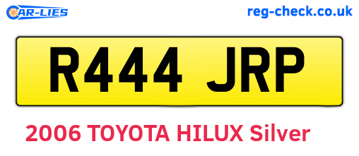 R444JRP are the vehicle registration plates.