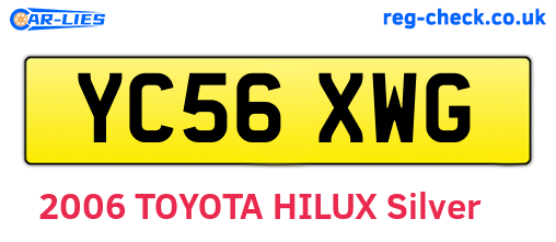 YC56XWG are the vehicle registration plates.