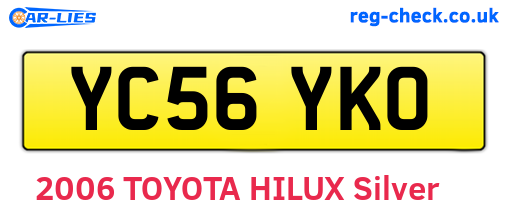 YC56YKO are the vehicle registration plates.