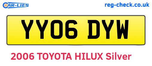 YY06DYW are the vehicle registration plates.