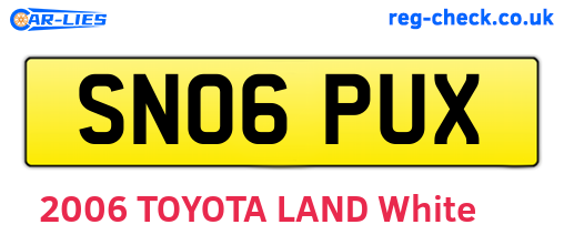 SN06PUX are the vehicle registration plates.