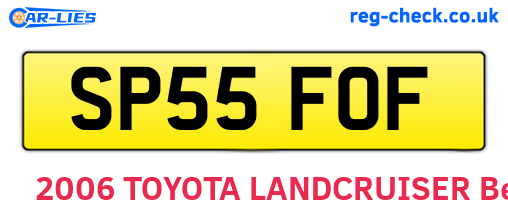 SP55FOF are the vehicle registration plates.