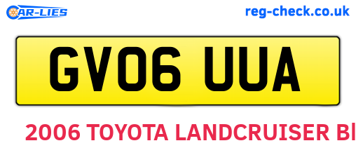GV06UUA are the vehicle registration plates.