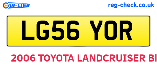 LG56YOR are the vehicle registration plates.