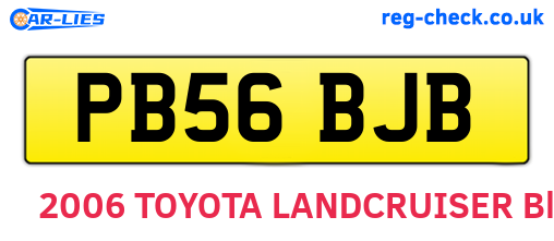 PB56BJB are the vehicle registration plates.