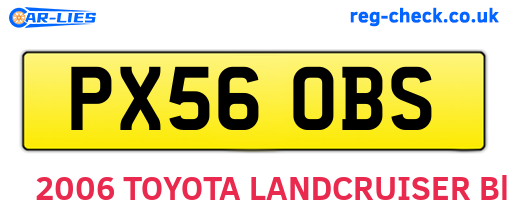 PX56OBS are the vehicle registration plates.
