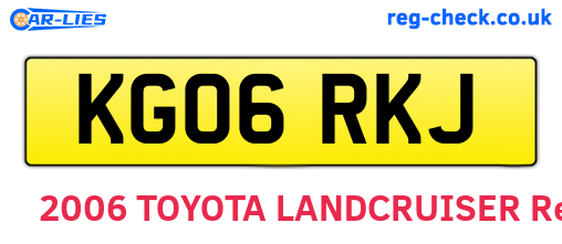 KG06RKJ are the vehicle registration plates.