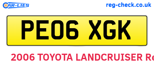 PE06XGK are the vehicle registration plates.